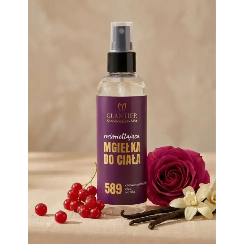 Glantier body mist met gember en vanille, verfrissend en sensueel.